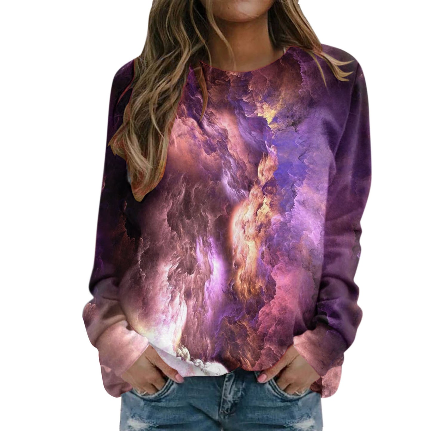 Starry Sky 3D Digital Printing Women's Round Neck Sweater