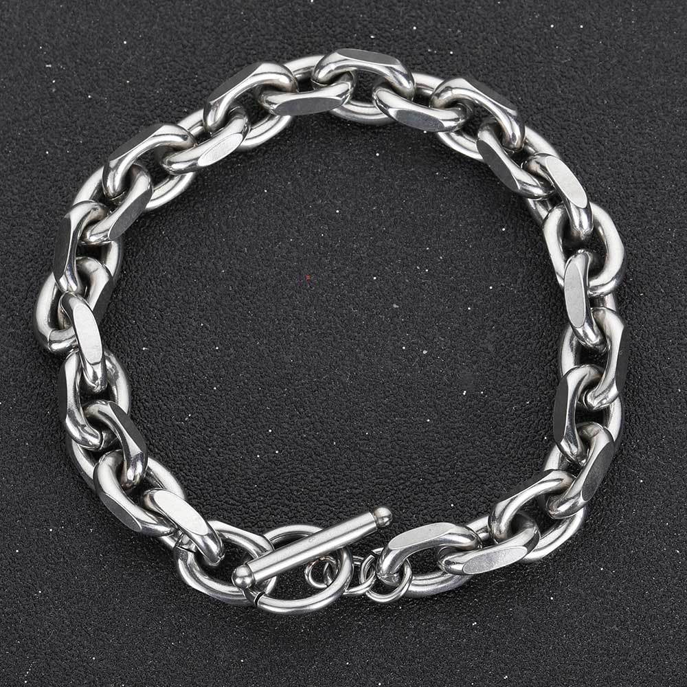 Electroplated Stainless Steel Hip-hop Titanium Steel Cross Chain O-shaped Chain Men's Bracelet