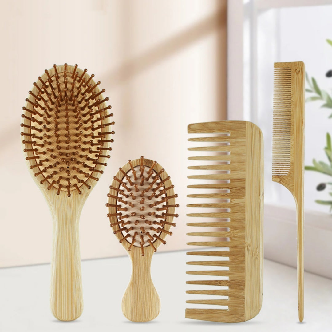 Bamboo Comb Four-piece Set Oval Air Cushion Massage Comb