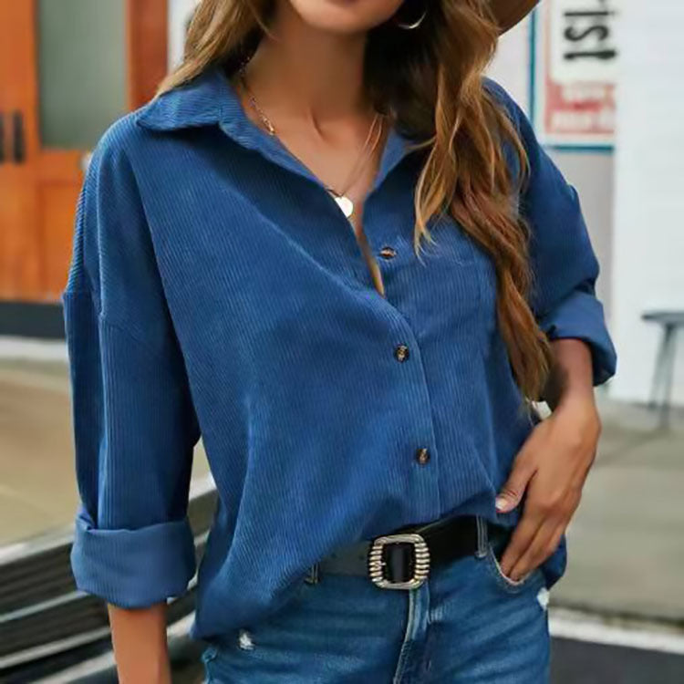 Fashion Solid Color Long Sleeve Shirt For Women