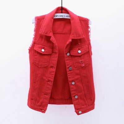 Multi-Color Selection Denim Vest Women's Slim Sleeveless Jacket