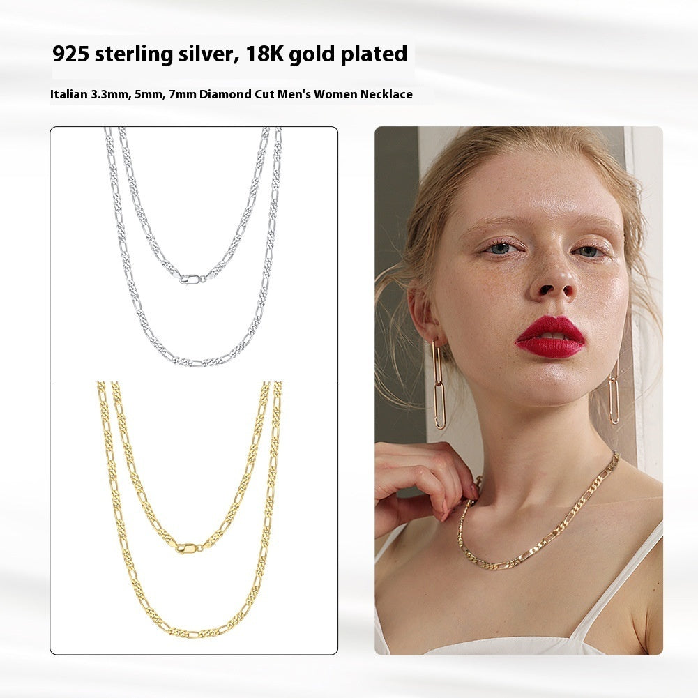 S925 Sterling Silver Necklace Domineering Carven Design Chain