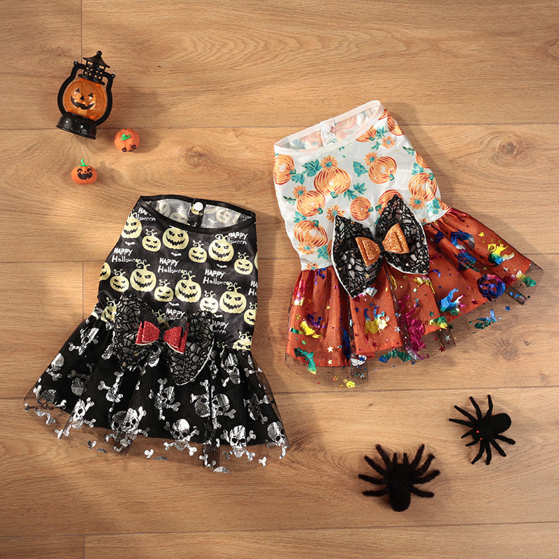 Halloween Mesh Bow Pet Skirt Creative