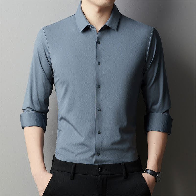 Men's Light Luxury High-end Hidden Hook Long-sleeved Shirt