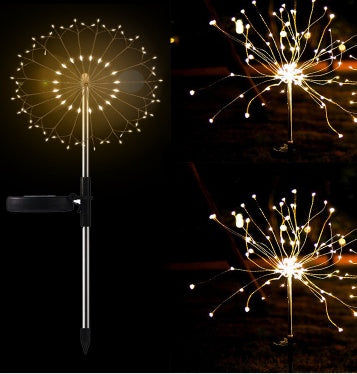 New Ground Plug Solar Fireworks Light LED Light String Copper Wire Outdoor Garden Decoration Star Lights Christmas Lights