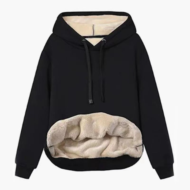 Velvet Padded Hooded Sweater Plush Women's Coat