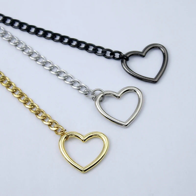 Fashion Jewelry 2024 New Slip Chain Necklace Heart O-Ring Rock Cuban Long Necklace Adjustable Heart Shaped Lock Core With Key