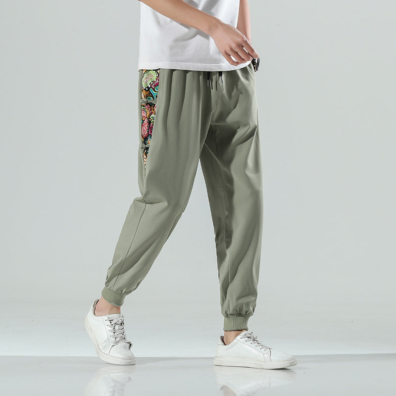 Plus Size Cropped Pants Chinese Style Men's Trendy Casual Pants