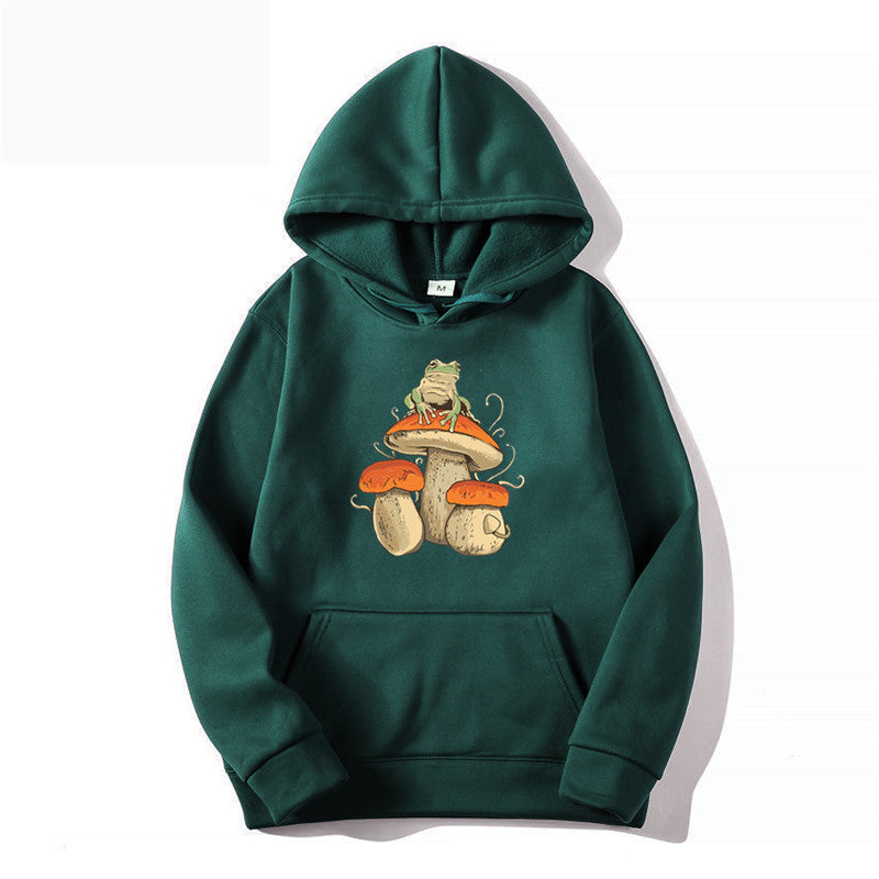 Sweatshirt Plain Letter Printed Kangaroo Pocket Drawstring Hoodie