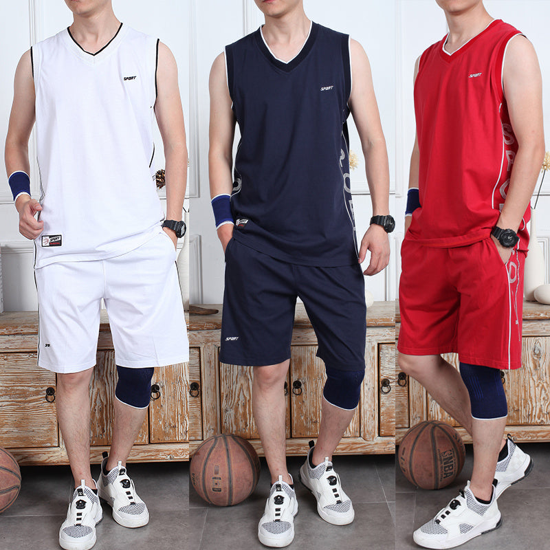 Basketball Sports Suit Men's Summer Casual Wear Sleeveless Thin Vest Running Suit Shorts Sportswear