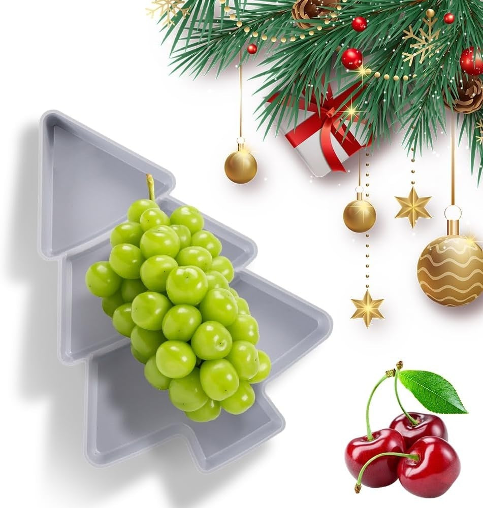 Christmas Tree Shaped Fruit Platter Creative Plates Storage Box Dried Fruit Snack Plates Divided Candy Dessert Plate Container