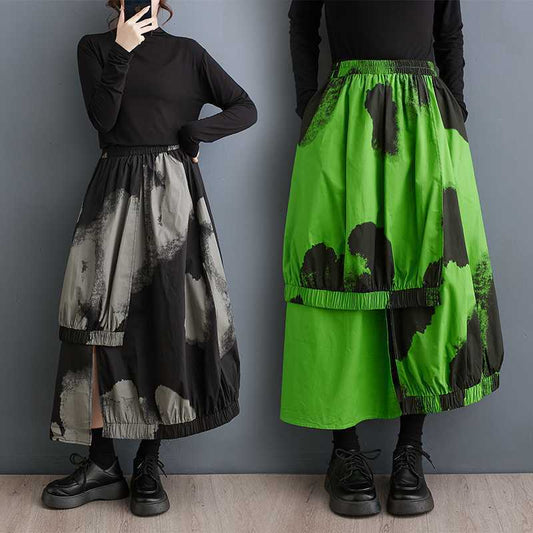 Artistic Loose Slimming Tie-dyed Printed Irregular Personality All-match Skirt