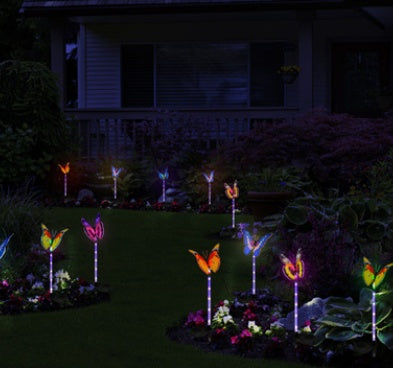 Solar Butterfly Light 7 Color Cycle LED Fiber Butterfly Light Lawn Garden Villa Landscape Light Decorative Light