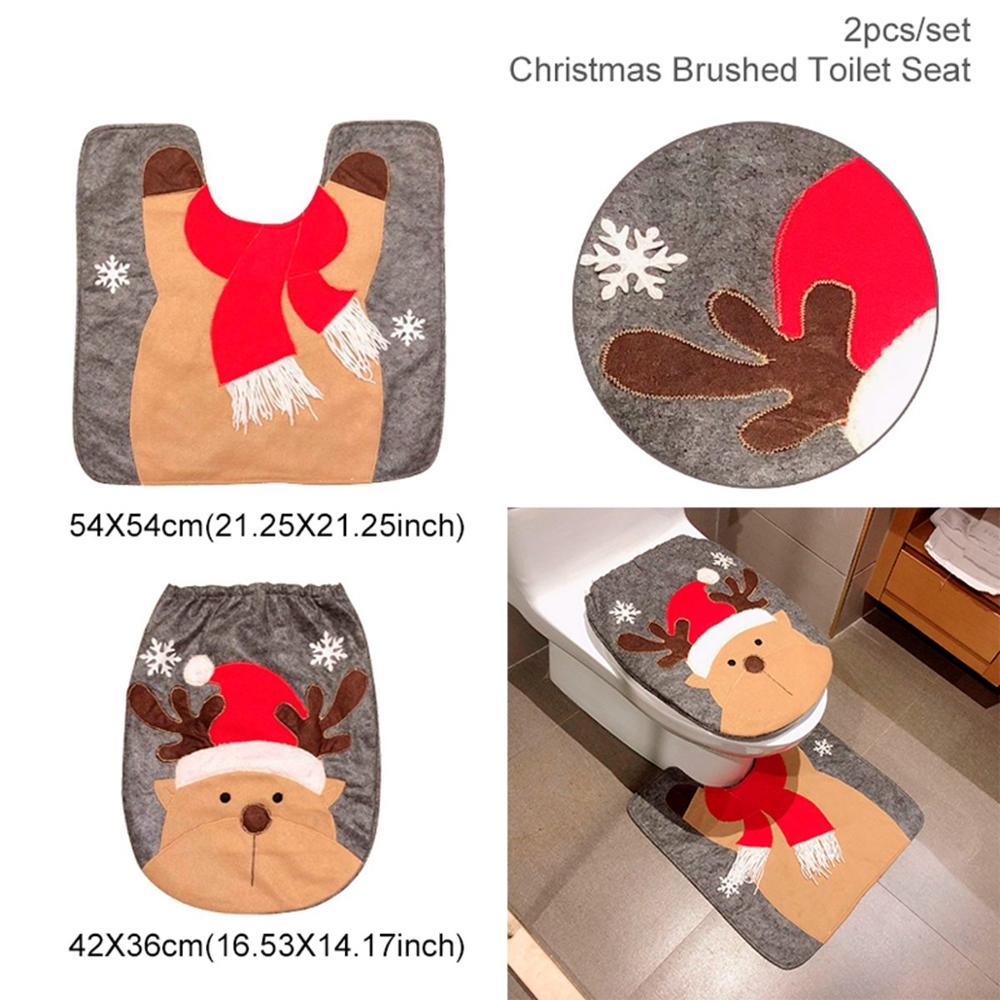 Merry Christmas Bathroom Curtain Santa Claus Toilet Seat Christmas Decorations