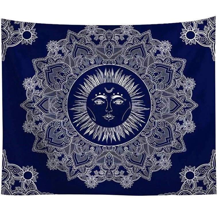 Blue Traditional Sun God Tapestry