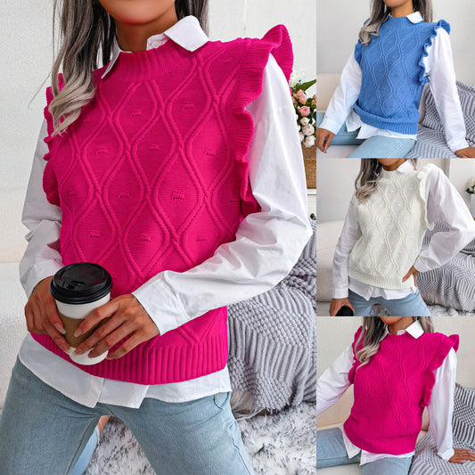 Women's Fungus Argyle Knitted Vest Sweater