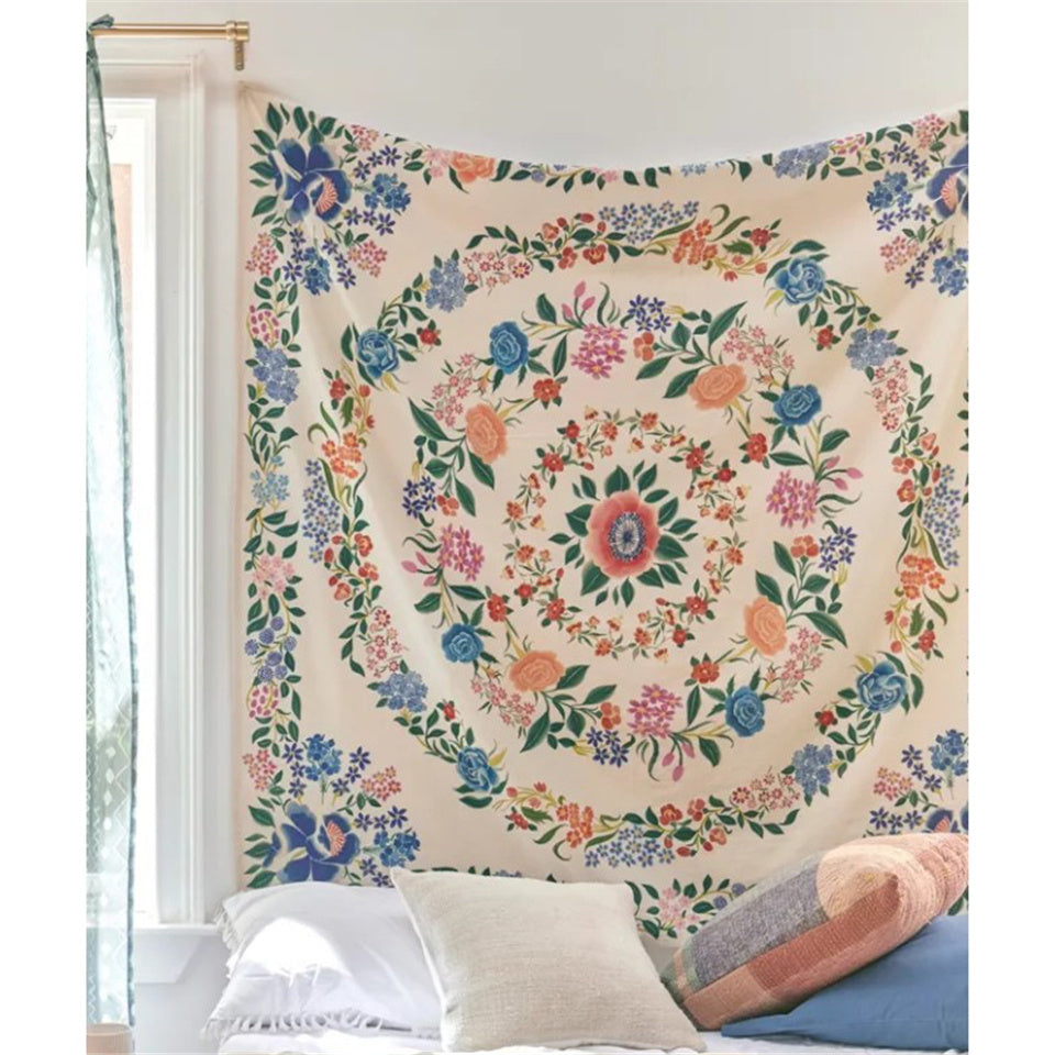 Artistic style embroidery flower tapestry