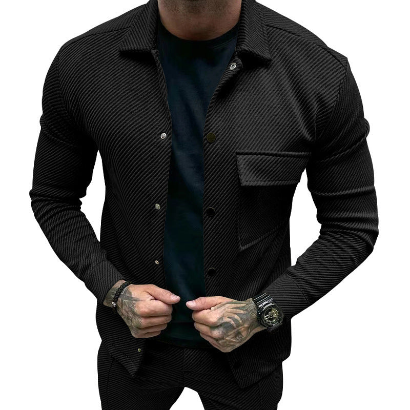 Single-breasted Solid Color Slim Jacket