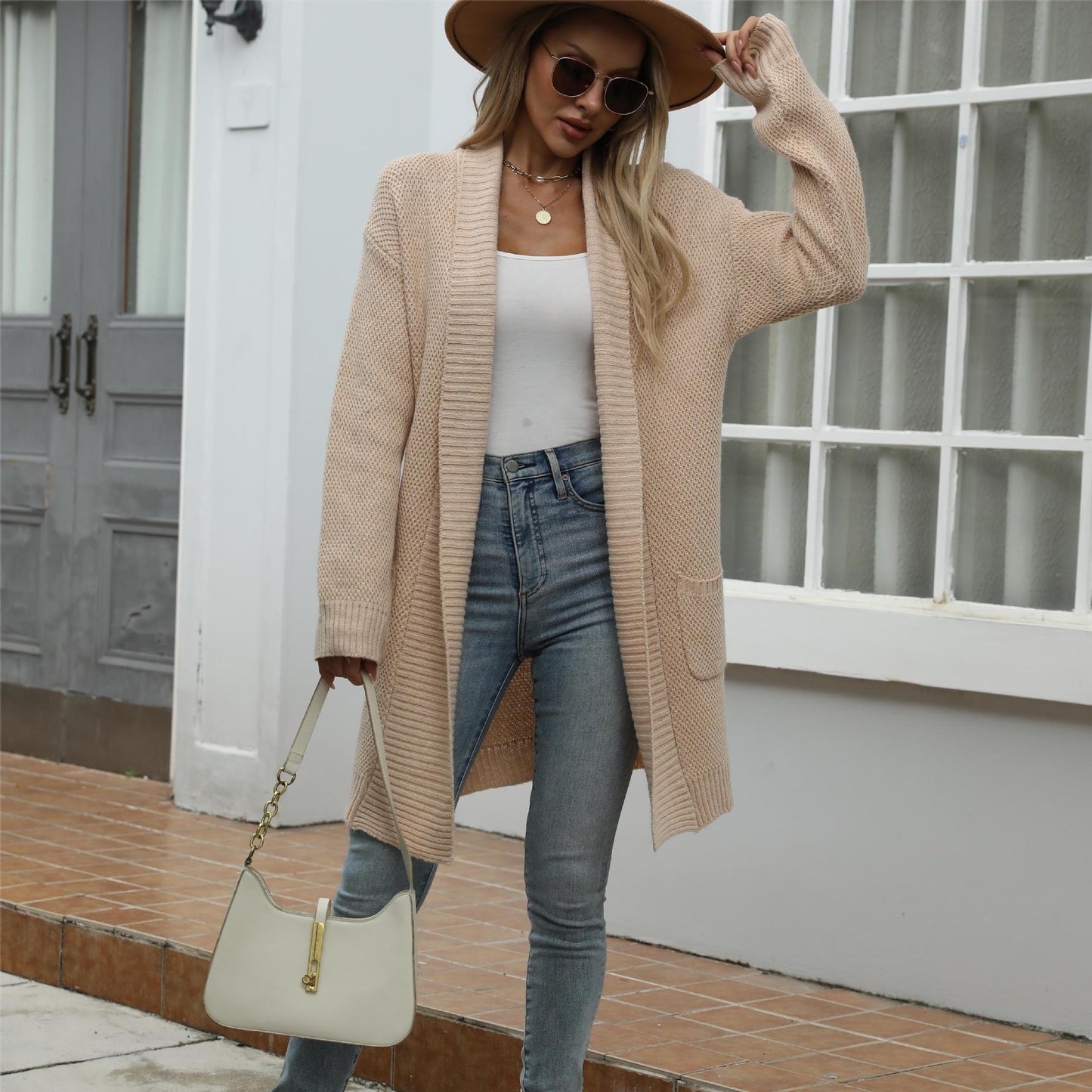 Lazy Sweater Loose Lapels Long Coat For Women