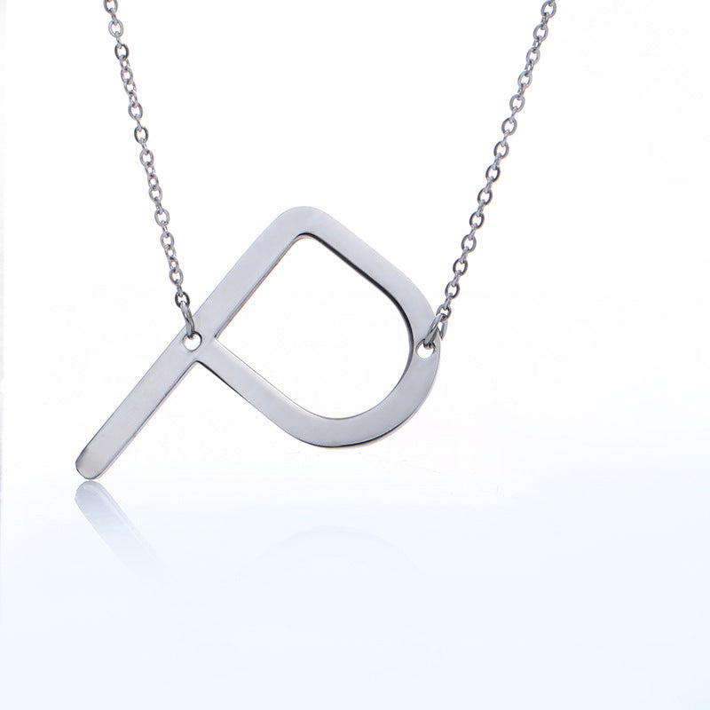 Fabulous Rose Gold Plated Stainless Steel Initial Letter Pendant Necklace