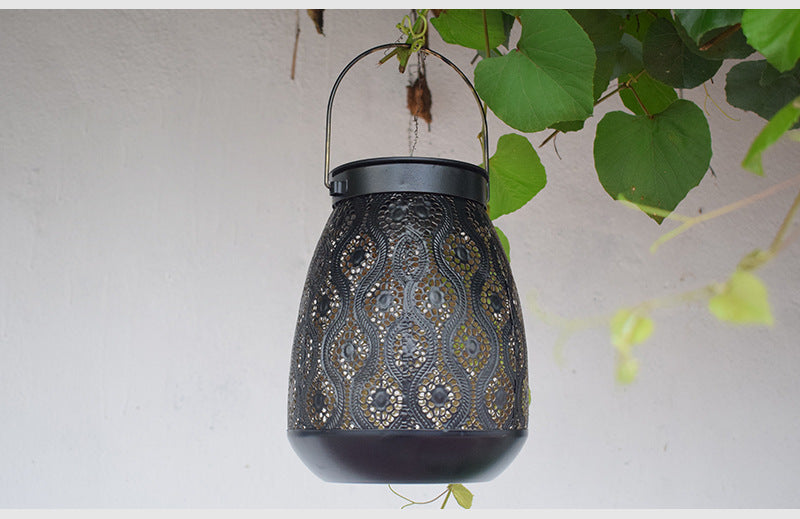 Solar Waterproof Ironwork Hollow Hanging Light