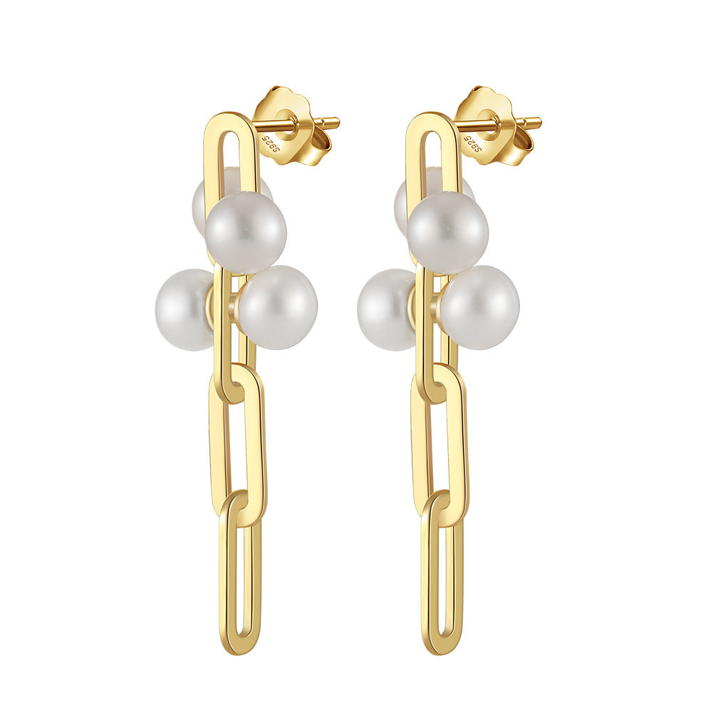 S925 Sterling Silver Natural Pearl Earrings