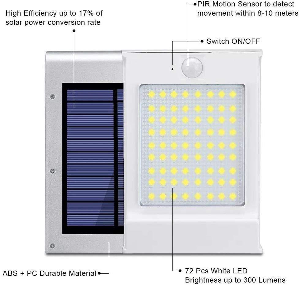 72LED solar induction wall light