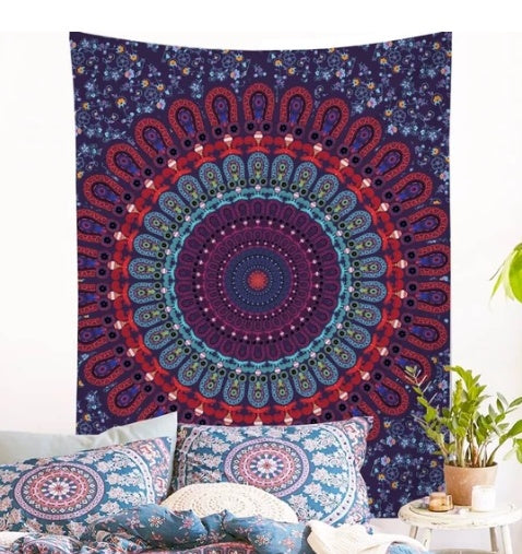 Blue Vanitas Mandala Tapestry