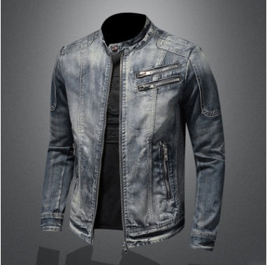 Men's Fashion Stand Collar Zip Embellished Jacket