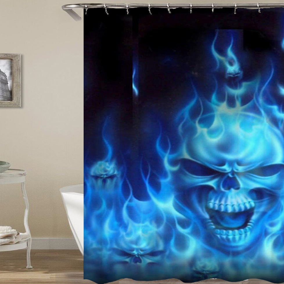 Skull Pattern Waterproof Shower Curtain Art Halloween Decoration Bathroom Curtain