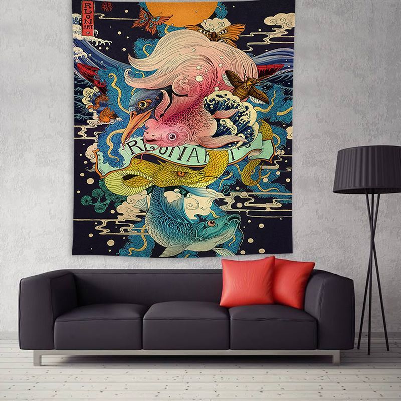 Ukiyo-e Japanese Style Living Room Tapestry Wave Tapestry Decoration