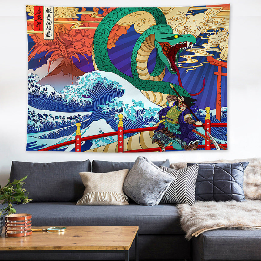 Ukiyo-e Japanese Style Living Room Tapestry Wave Tapestry Decoration