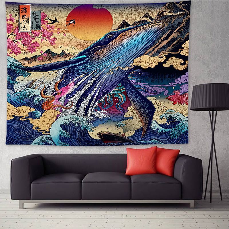 Ukiyo-e Japanese Style Living Room Tapestry Wave Tapestry Decoration