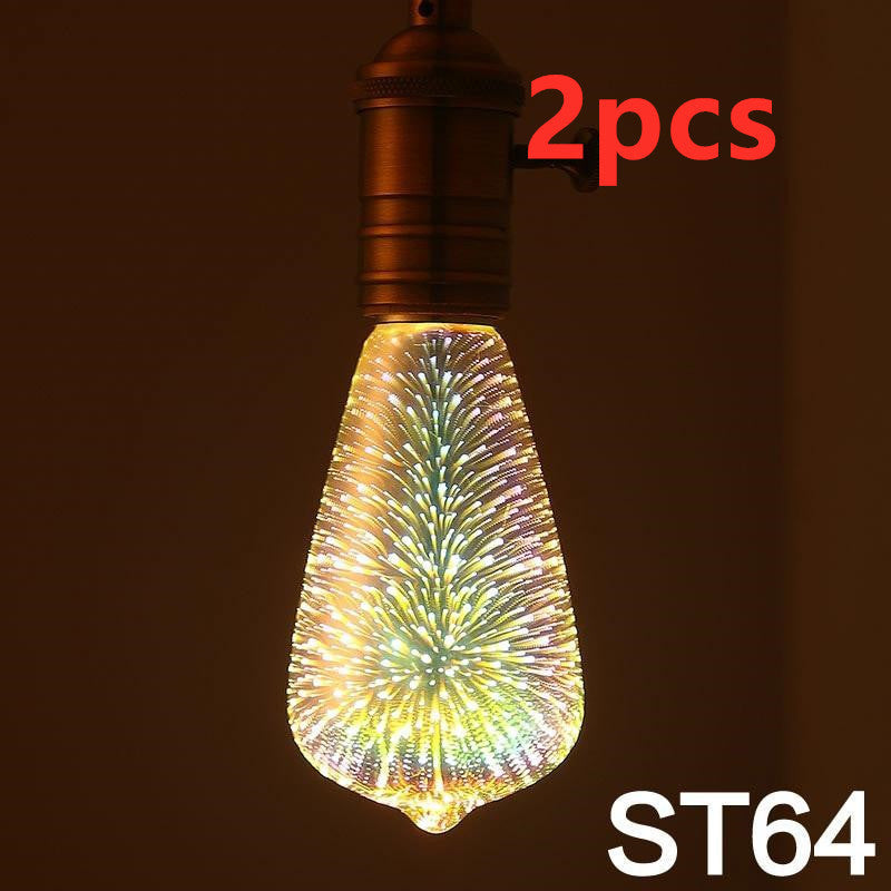 LED Light Bulb 3D Decoration Bulb Firework 110 220V ST64 G95 G80 G125 A60 Bottle Heart Holiday Lights Novelty Christmas Lamp