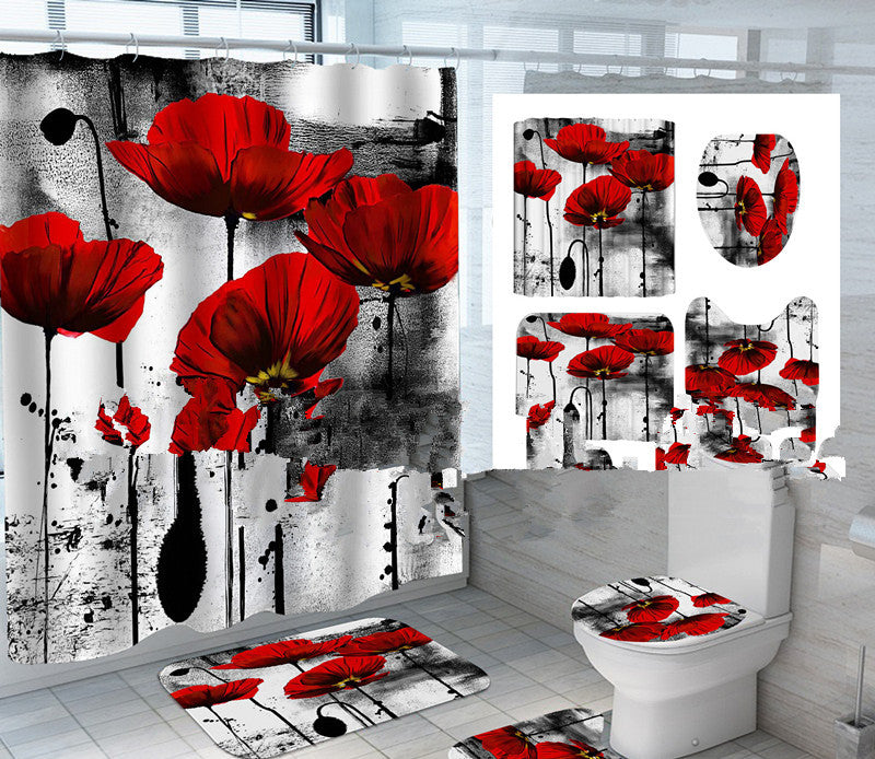 Lotus Series Shower Curtain Factory Direct Sales-Multiple Choices Of Flower Patterns-Polyester Printing-Customized Samples-Multiple Choices Of Sizes