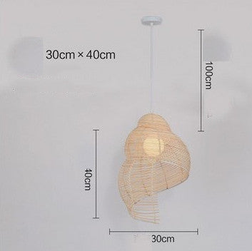 NEW Snail Rattan Pendant Light, Creative Art Southeast Asia Vintage Pendant Lamp Reading Room Wicker Light