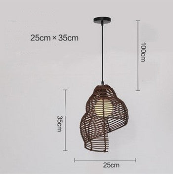 NEW Snail Rattan Pendant Light, Creative Art Southeast Asia Vintage Pendant Lamp Reading Room Wicker Light