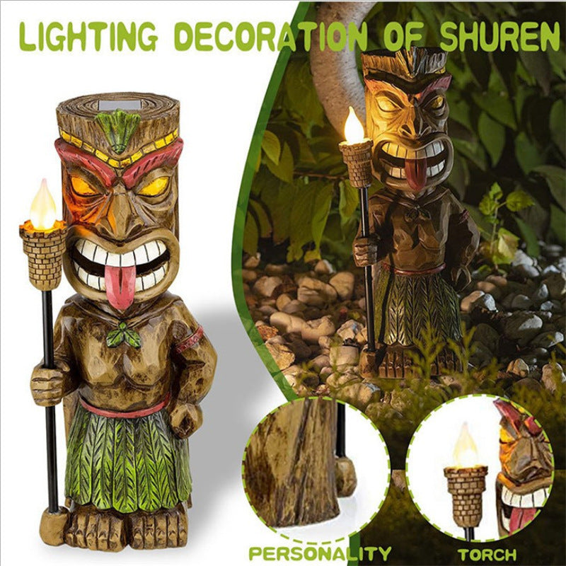 Tiki Guard Powered Decor New Maya Totem Resin Dwarf Garden Light Garden Light