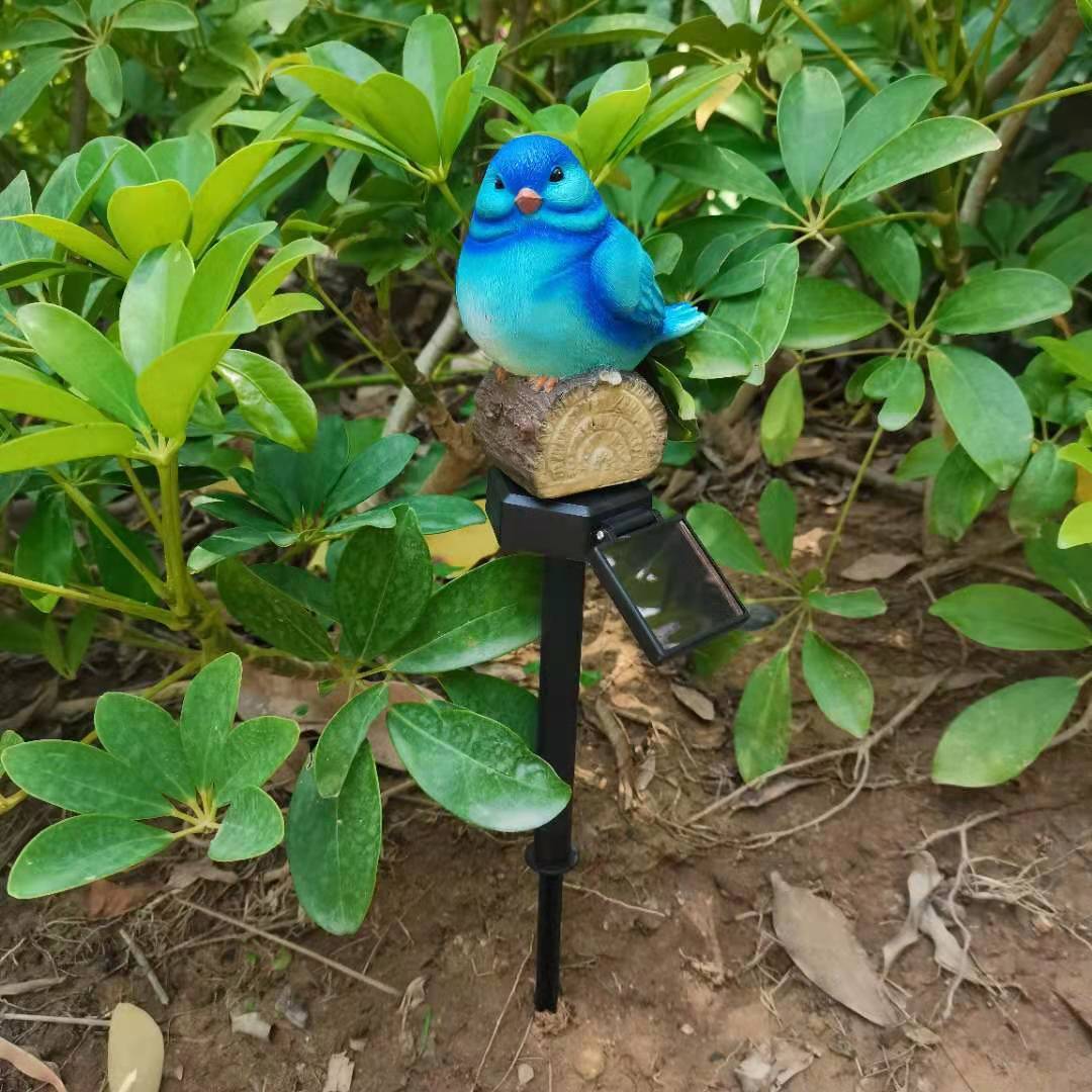 Solar Thrush Bird Ground Lamp Resin Crafts Garden Lawn