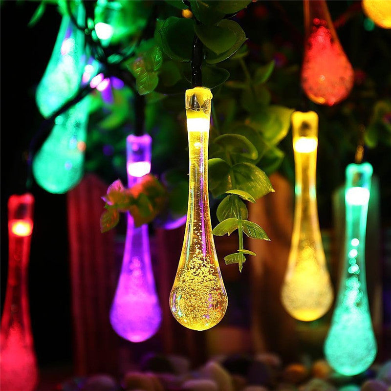 LED Outdoor Water Drops Solar Lamp String Lights LED Fairy Holiday Christmas Party Garland Garden Waterproof