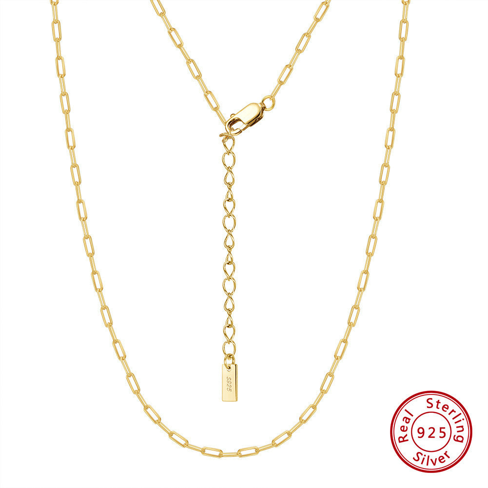 S925 Sterling Silver Necklace Adjustable 14K Gold Chain