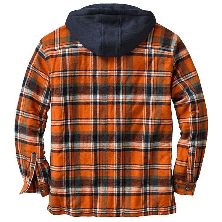 Checked Long Sleeve Hooded Jacket