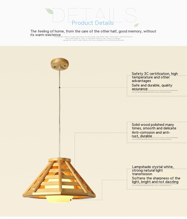 Modern Minimalist Bamboo Woven Woodcraft Ceiling Lamp Restaurant Bar Hotel Inn Balcony LED Chandelier