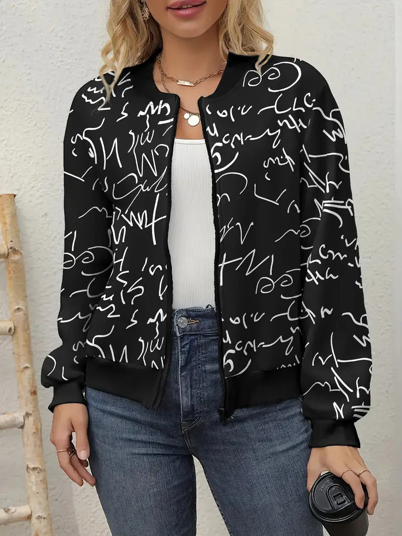 Loose Casual Thin Workwear Line Printed Jacket Top