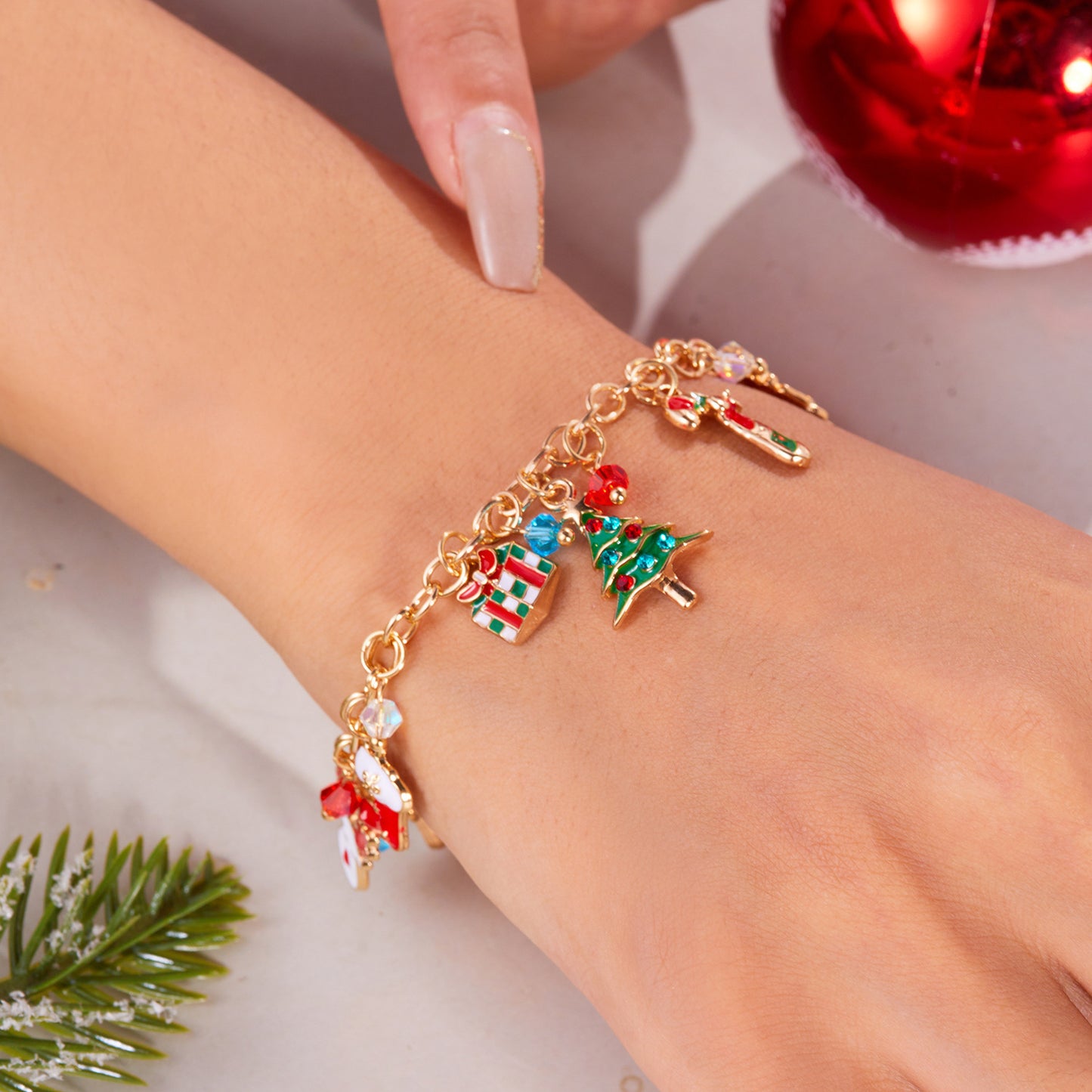 Personalized Christmas Bracelet Christmas Tree Santa Claus Pendant Bracelet For Women Jewelry