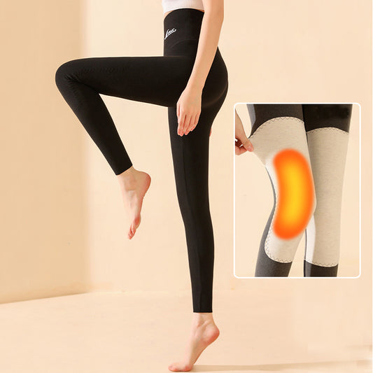 Winter High Waist Knee-pad Leggings Fashion Warm Double-sided Frosted Pants Solid Slim Trousers Women Clothing