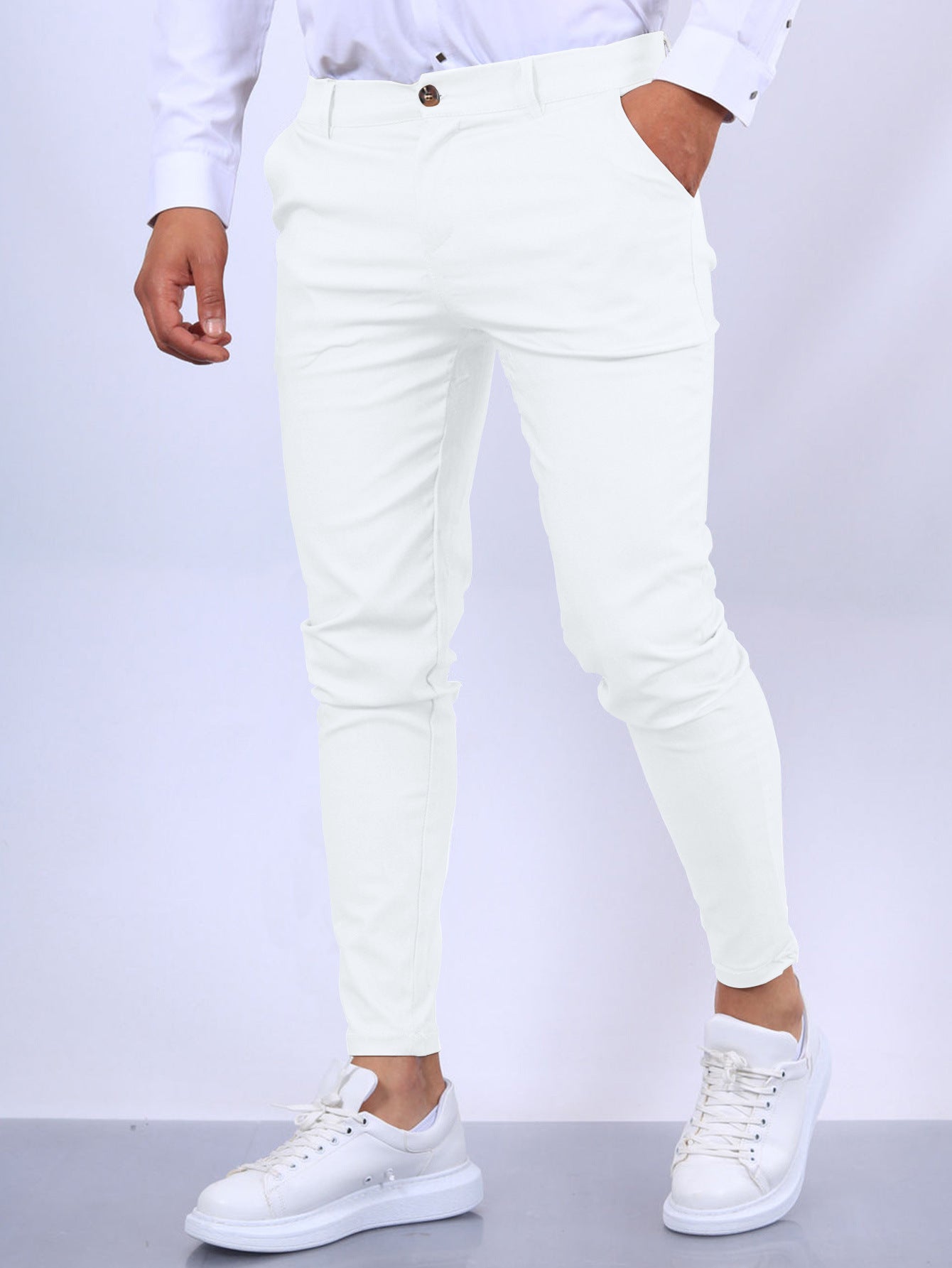 European And American Solid Color Textured Casual Tappered Pants