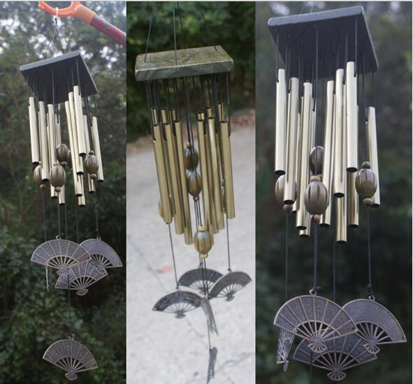 Solid wood bronze wind chimes metal multi-tube