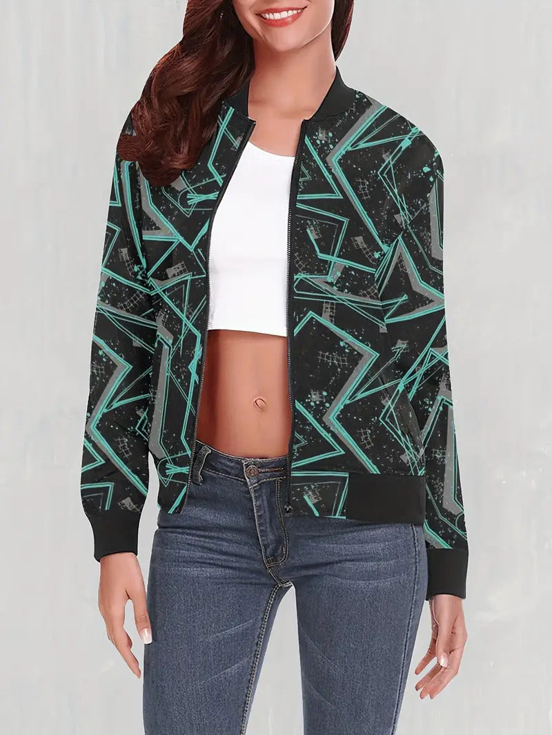 Loose Casual Thin Workwear Line Printed Jacket Top