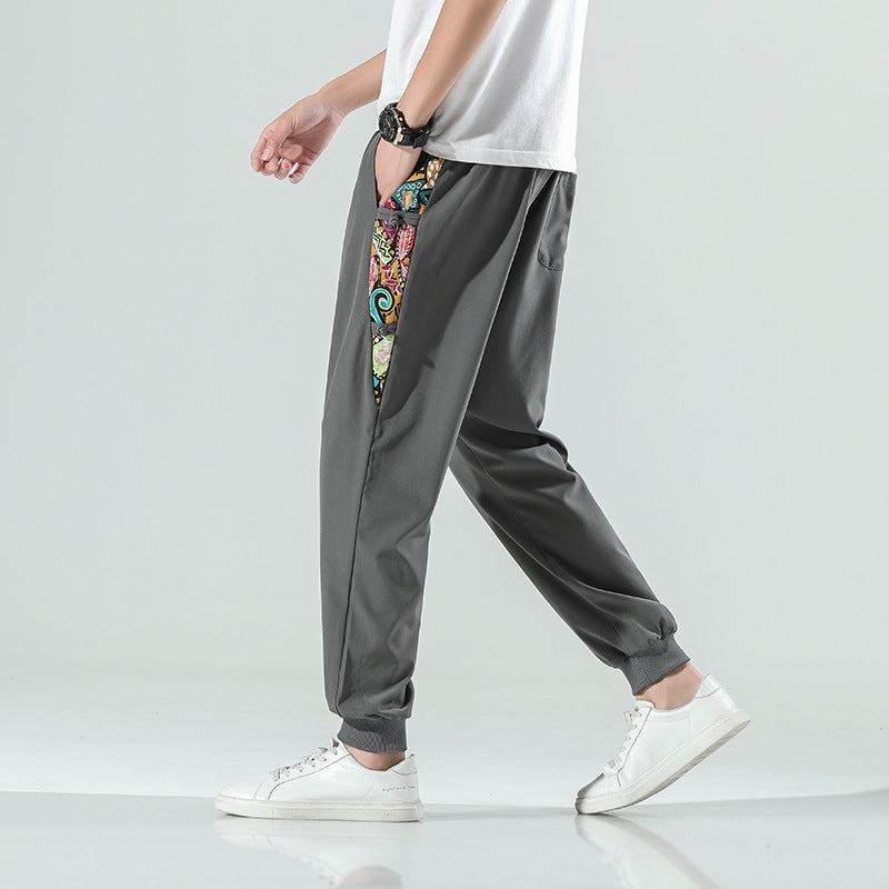 Plus Size Cropped Pants Chinese Style Men's Trendy Casual Pants